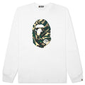 Marbling Camo Ape Head Relaxed Fit L/S Tee - White