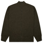 Military Patch Zip Sweater - Green