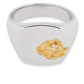 Mined Ring Large Diamond - S925 Sterling Silver with 18K Gold Plating