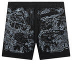 Wolf Print Board Shorts - Black