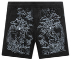 Wolf Print Board Shorts - Black