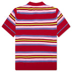 Oversized Striped Polo - Multi Dark Red