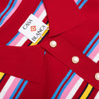 Oversized Striped Polo - Multi Dark Red