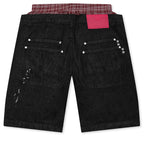 Paint Boxer Denim Shorts - Black