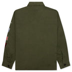Patched Military Shirt - Olive Drab