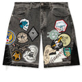 Patchwork Denim Shorts V2 - Grey