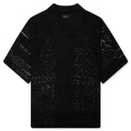 Pointelle Crochet Camp Collar - Black