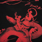 Chandelier and Snake Print Long Sleeve T-Shirt - Black