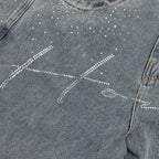 Rhinestone Wide Leg Pant - Indigo