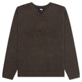 Roll V-Neck Logo Sweater - Brown
