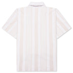 Stripped Cotton Towelling Boxy Fit Shirt - White/Beige