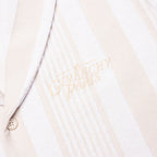 Stripped Cotton Towelling Boxy Fit Shirt - White/Beige