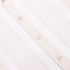 Stripped Cotton Towelling Boxy Fit Shirt - White/Beige