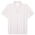 Stripped Cotton Towelling Boxy Fit Shirt - White/Beige
