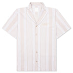 Stripped Cotton Towelling Boxy Fit Shirt - White/Beige
