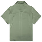 Satin Chest Logo Camp Collar - Sage