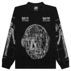 Schematic Long Sleeve Polo - Black