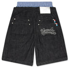 Script Logo Boxer Denim Shorts - Dark Blue
