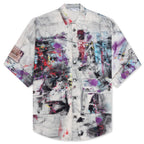 Painted Trompe-l’oeil Print Button Up Shirt - White/Multicolor