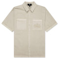Short Sleeve Cotton Overshirt - Beige
