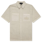 Short Sleeve Cotton Overshirt - Beige