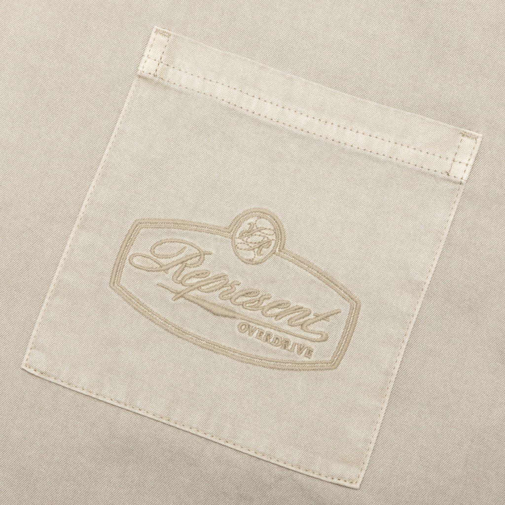 Short Sleeve Cotton Overshirt - Beige