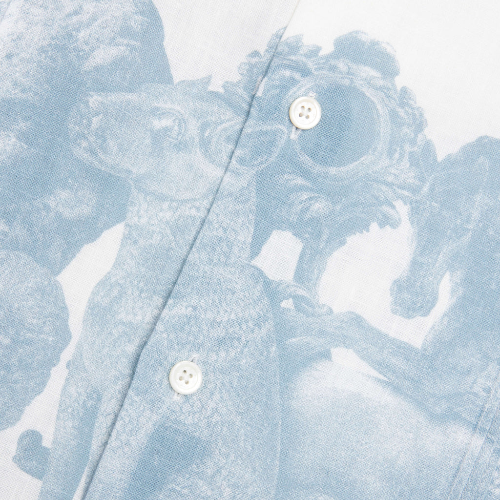 Linen Shirt with Hubert Objects Print- Blue/White