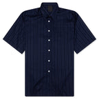 Cotton Voile Shirt With Stripes - Navy