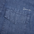 Logo Embroidered Short-Sleeve Shirt - Denim Blue