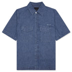 Logo Embroidered Short-Sleeve Shirt - Denim Blue