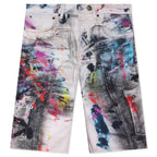 Denim Shorts - White/Multi