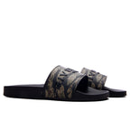 Slide Flat Sandals - Black/Khaki