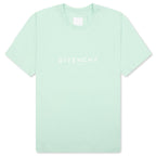 Slim Fit Reverse Print T-Shirt - Aqua Green