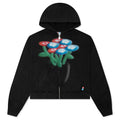 AirBrush Flower Zip-Up Hoodie - Black