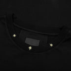 Star Print Sleeveless Big Armhole T-Shirt - Black