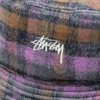 Brushed Plaid Bucket Hat - Purple