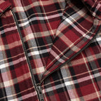 Classic Zip Up Plaid L/S Shirt - Maroon