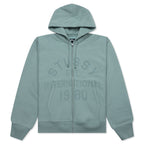 Established Printed Zip Hoodie - Grey Green