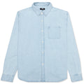 Flower Embroidered Denim L/S Shirt - Light Blue