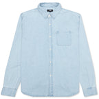 Flower Embroidered Denim L/S Shirt - Light Blue