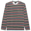 Printed Multi Stripe L/S Crew - Khaki