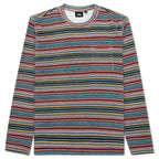 Printed Multi Stripe L/S Crew - Khaki