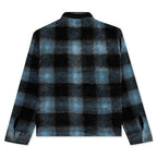 Shadow Plaid Sherpa Zip Shirt - Blue