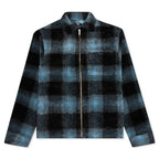 Shadow Plaid Sherpa Zip Shirt - Blue