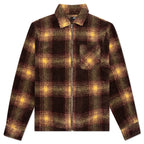 Shadow Plaid Sherpa Zip Shirt - Brown
