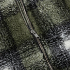 Shadow Plaid Sherpa Zip Shirt - Olive