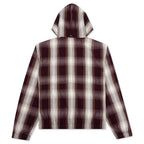 Shadow Plaid Zip Work Jacket - Burgundy