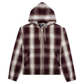 Shadow Plaid Zip Work Jacket - Burgundy