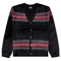 Stripe Shaggy Cardigan - Black