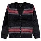 Stripe Shaggy Cardigan - Black